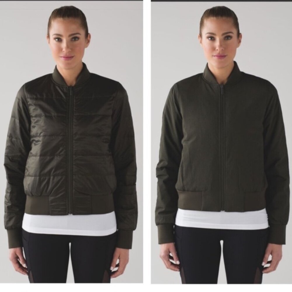 Lululemon Non-Stop Bomber Reversible Jacket Puffer Zipper Pockets Minimalist 8